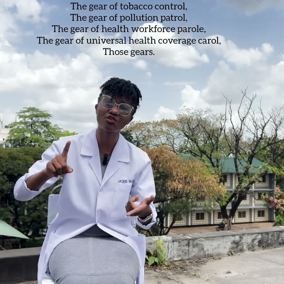 To The Third Ladder, filmed in her lab coat on campus