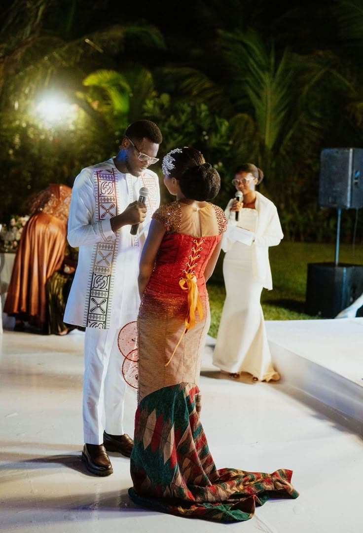 An evening wedding, outdoors